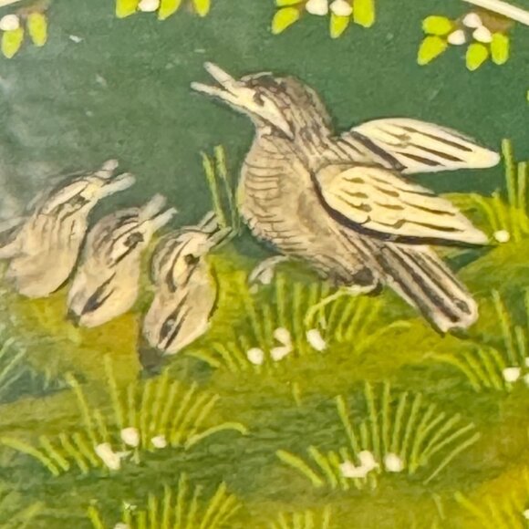 Hand-Painted Oval Wooden Trinket Box With Bird Ducks Motif & Floral Design - Picture 2 of 6